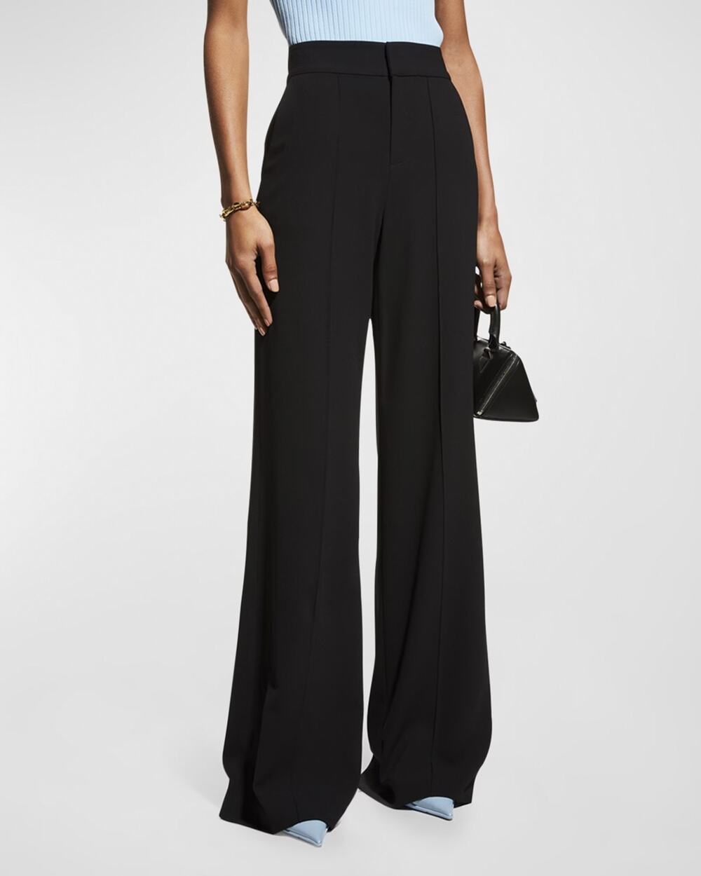 Alice + Olivia Dylan High Waist Wide Leg Pants Black Trousers Size 4